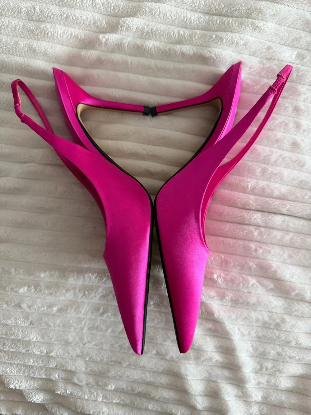 Zara Fuchsia Satin Slingback Pointed-Toe Pumps